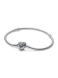 Bransoletka damska Pandora 593680C01-18 o splocie wężykowym z zapięciem w kształcie uskrzydlonego serca