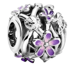 Charms Pandora 798772C02 Ażurowy Fioletowa stokrotka